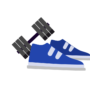 Illustration of sports shoes and weights