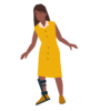 Illustration of a stroke survivor with a leg brace losing her balance