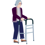 Illustration of a stroke survivor using a walker